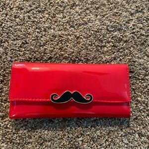 Nwot red mustache long wallet